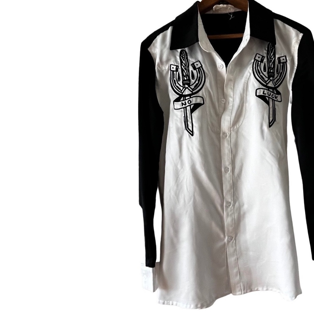 SACRED HAWK NO LUCK EMBROIDERED SILKY SHIRT - Picture 7 of 16